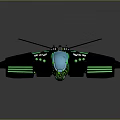 Futuristic Black Spacecraft With Green Glowing Lines And Blue Transparent Section