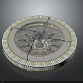 Elegant Circular Decorative Household Item With Intricate Central Pattern And Striped Border Design