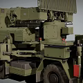 Military Green Functional Vehicle Equipped with Large Radar Antenna and Truck Chassis for Military Surveillance