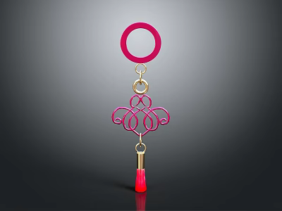 Stylish Pink Ring Fashion Accessory With Gold Chain And Red Pendant Decorative Design 3d model