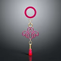 Stylish Pink Ring Fashion Accessory With Gold Chain And Red Pendant Decorative Design