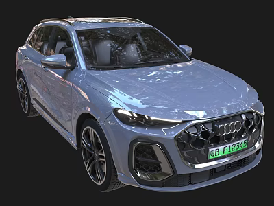 Audi Silver Blue Luxury SUV With Sleek Design Signature Grille And LED Headlights 3d model