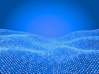 Abstract 3D Wavy Pattern of Small Spheres on Blue Background 3d model