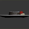 Warm Chocolate Lava Cake With Powdered Sugar Strawberry And Whipped Cream On Decorative White Plate