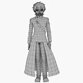 Game Anime Character In Black Long Coat With Decorative Outfit Design