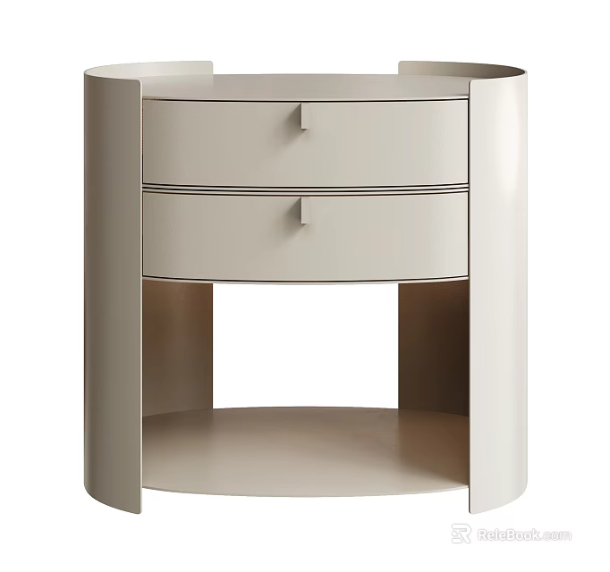 Modern Minimalist White Console Table With Two Drawers And Open Shelf 3d model 