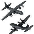 Two Black Commercial Passenger Aircraft With Multiple Propellers And Modern Design 3d model