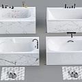 Elegant Bathtub Designs With Marble Surround Faucet And Non Slip Bath Mat
