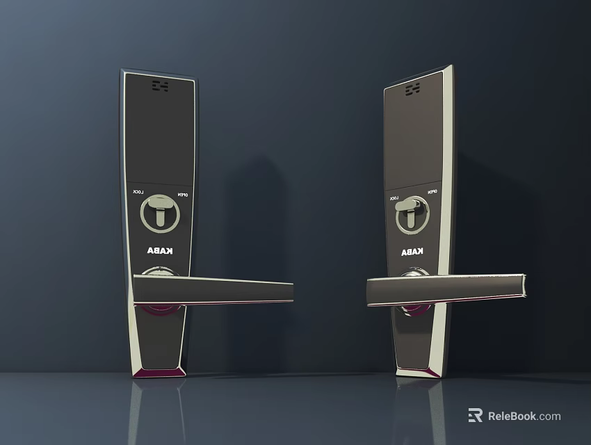 Two Modern Sleek Door Handles With Metal Design And Polished Finish 3d model 