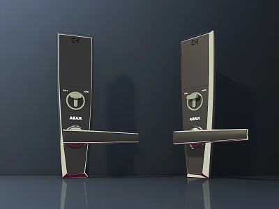 Two Modern Sleek Door Handles With Metal Design And Polished Finish 3d model