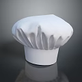 White Chef Hat With Elegant Pleated Top Design On Sleek Reflective Surface Soft Fabric 3d model