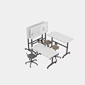 Modern Mobile Office Desk Workspace With Whiteboard And Rolling Chairs On Wheels