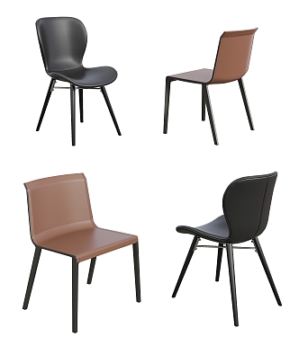 Modern Single Chair Combination Dining Chair Desk Chair Tea Chair Leather Chair Metal Chair 3d model