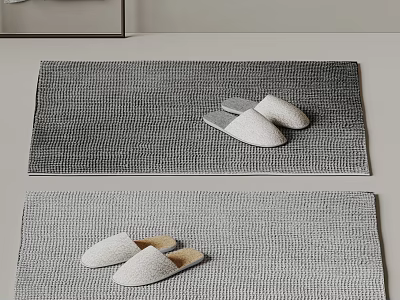 Cozy Light Colored Slippers On Textured Rugs 3d model