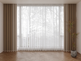 Cream Wind Curtain 3d model