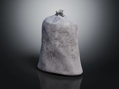 Gray Fabric Storage Bag With Metal Clasp For Home Organizing 3d model