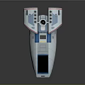 Futuristic Spacecraft Design For Cosmic Exploration With Sleek White Body And Blue Red Accents