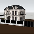 Elegant Black Metal Entrance Gate With Vertical Slats For White Villa Exterior