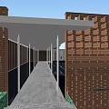 Garden Landscape Design With Wooden Walls Covered Walkway And Green Plants