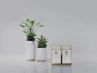 Modern trash can green plant trash can 3d model