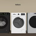 Three Poliform Front Load Washing Machines Gray and White Modern Design
