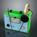 Handmade Green And Blue Rex Radio With Dial Knobs Antenna And Headphones