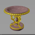 Pink Sparkling Decorative Bowl With Yellow Rim And Ornate Dragon Base For Home Decoration