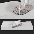 Modern Sleek White Fireplace Design Featuring Flames And Pebbles In Stylish Look