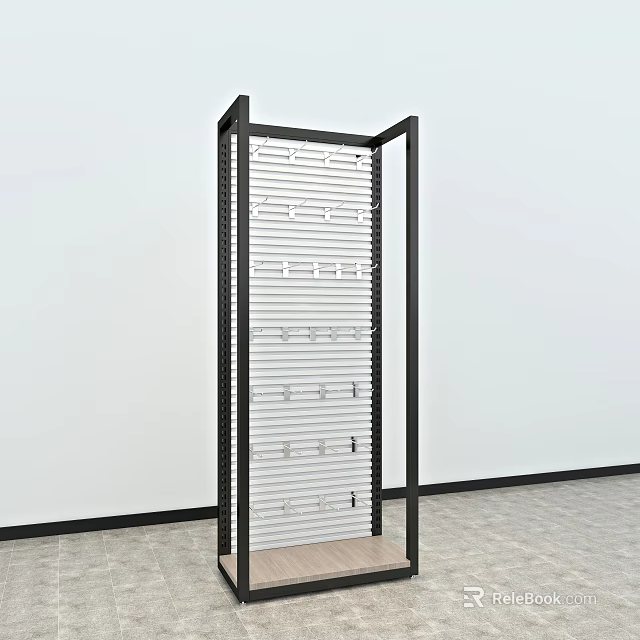 Modern Open Display Shelf with Black Frame and White Tiers for Retail Product Showcase 3d model 