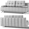 Beige Tufted Fabric Sofa With Modern Design Armrests And Metal Legs