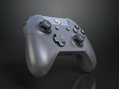 Ergonomic Gray Game Controller With Joysticks Buttons And Leather Texture 3d model