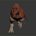Red Tyrannosaurus Rex 3D Model With Anatomical Details Open Mouth And Sharp Teeth