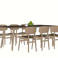 Nordic Dining Table and Chair Combination Long Dining Table Dining Chair 3d model