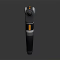 Futuristic Sci-Fi Weapon Modern Metallic Pistol With Orange Accents And Ergonomic Design