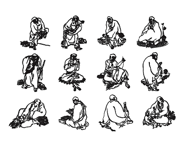 Luohan Characters Luohan Eighteen Luohan White Drawing Luohan Figure Luohan White Drawing Buddhist Characters Monk Buddha Five Hundred Luohan 3d model