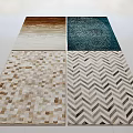 Square Rugs with Gradient Wave Patchwork and Chevron Patterns in Various Designs 3d model