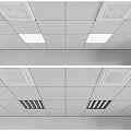 White Grid Suspended Ceiling Design With Embedded Lights And Ventilation Panels 3d model