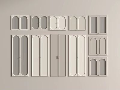 Various Interior Door Designs Featuring Arched And Rectangular Panel Styles 3d model