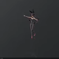 Anime Character With Rabbit Ears Purple Hair Black Bodysuit Gray Stockings And Pink Heels