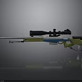 Modern Sniper Rifle With Sniper Scope Yellow And Blue Components