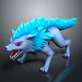 Fantasy Wolf Character Design With Blue Fur And Purple Eyes