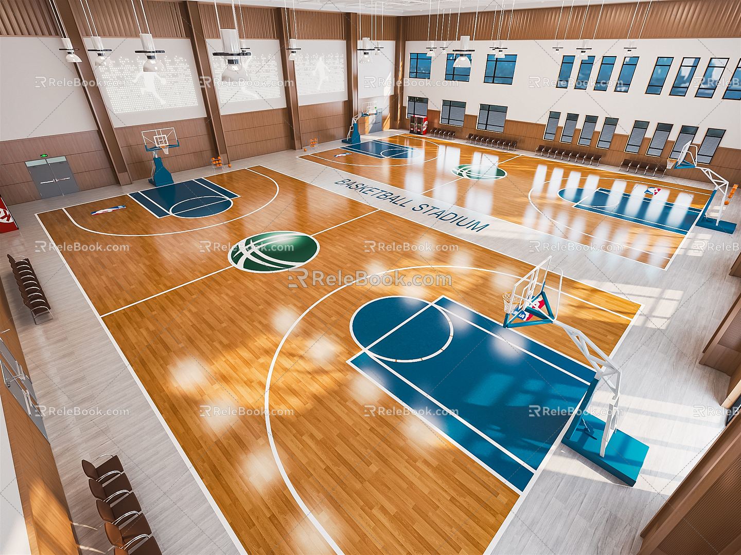 Modern Basketball Court Basketball Gymnasium Sports Stadium Basketball Rack Basket Basketball Game Stadium 3d model