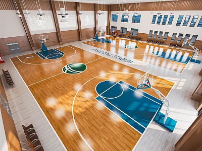 Modern Basketball Court Basketball Gymnasium Sports Stadium Basketball Rack Basketball Game Stadium 3d model