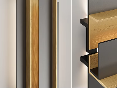 Modern Wall Light Design With Wooden And Metal Geometric Structure For Interior 3d model