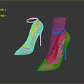 Pink Stiletto High Heels With Ankle Straps Pointed Toes And Decorative Studs
