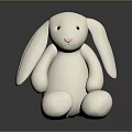 White Rabbit Stuffed Toy With Long Ears Soft Plush And Cute Design 3d model