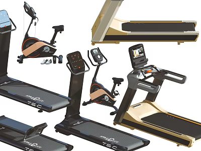 Modern Fitness Equipment With Treadmills Exercise Bikes And Digital Displays For Home Gym 3d model
