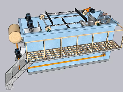 Automated Industrial Conveyor Equipment With Metal Frame Rollers And Safety Guardrails 3d model