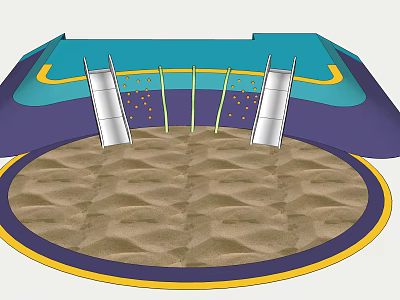 Outdoor Playground Equipment With Sandpit Slides And Colorful Circular Design 3d model