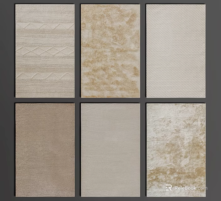 Stylish Square Rugs Featuring Various Textures And Different Colors For Home Decor 3d model